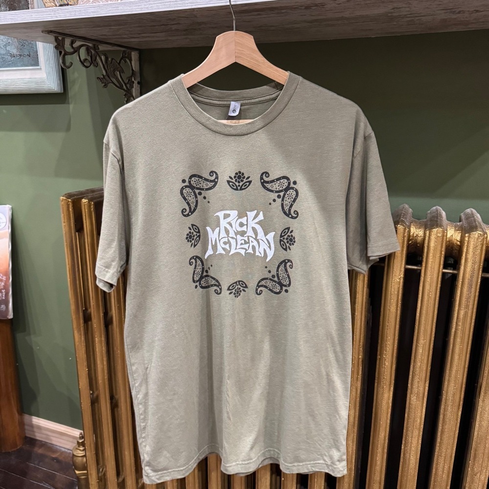 Next Level‎ Apparel Rick McLean Graphic T Shirt Olive Green Cotton Size L Unisex